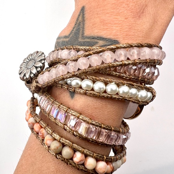 SELF LOVE Rose Quartz + Rhodonite Wrap Bracelet - Picture 5 of 5